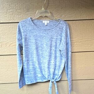 Neiman Marcus Gray Heather Side Tie Soft Knit Sweater Small